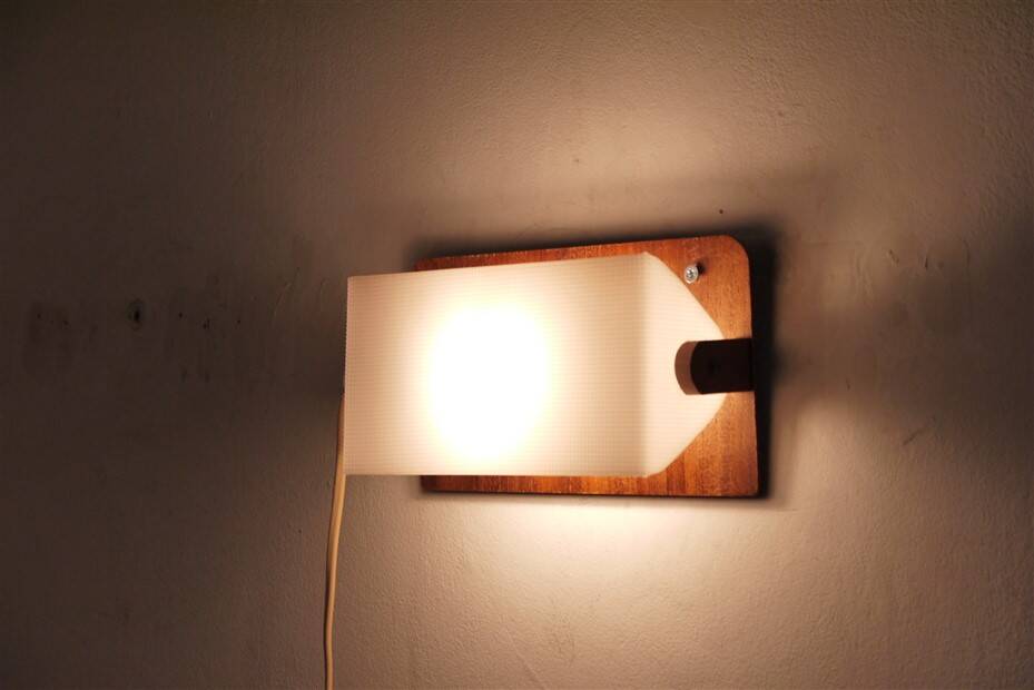 Applique vintage scandinave en teck et plexi 1970