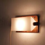 Vintage Scandinavian teak and plexi wall lamp 1970