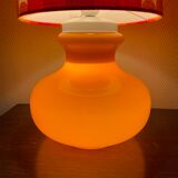 Camaieu table lamp - orange opaline and vintage fabric