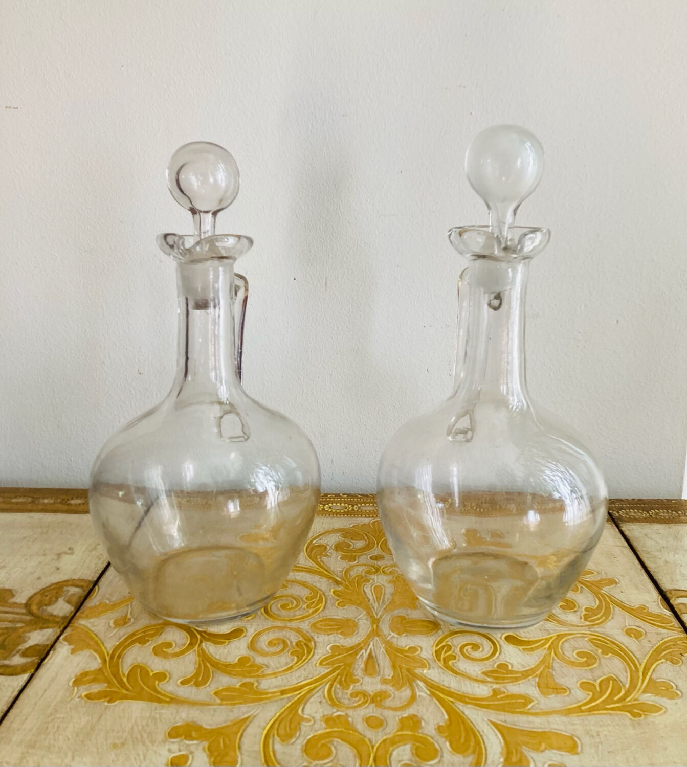Pichets où carafons à vins en verres époque XIXe