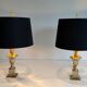 Pair of palm lamps in chrome and brass in the style of Maison Charles. Circa 1970.