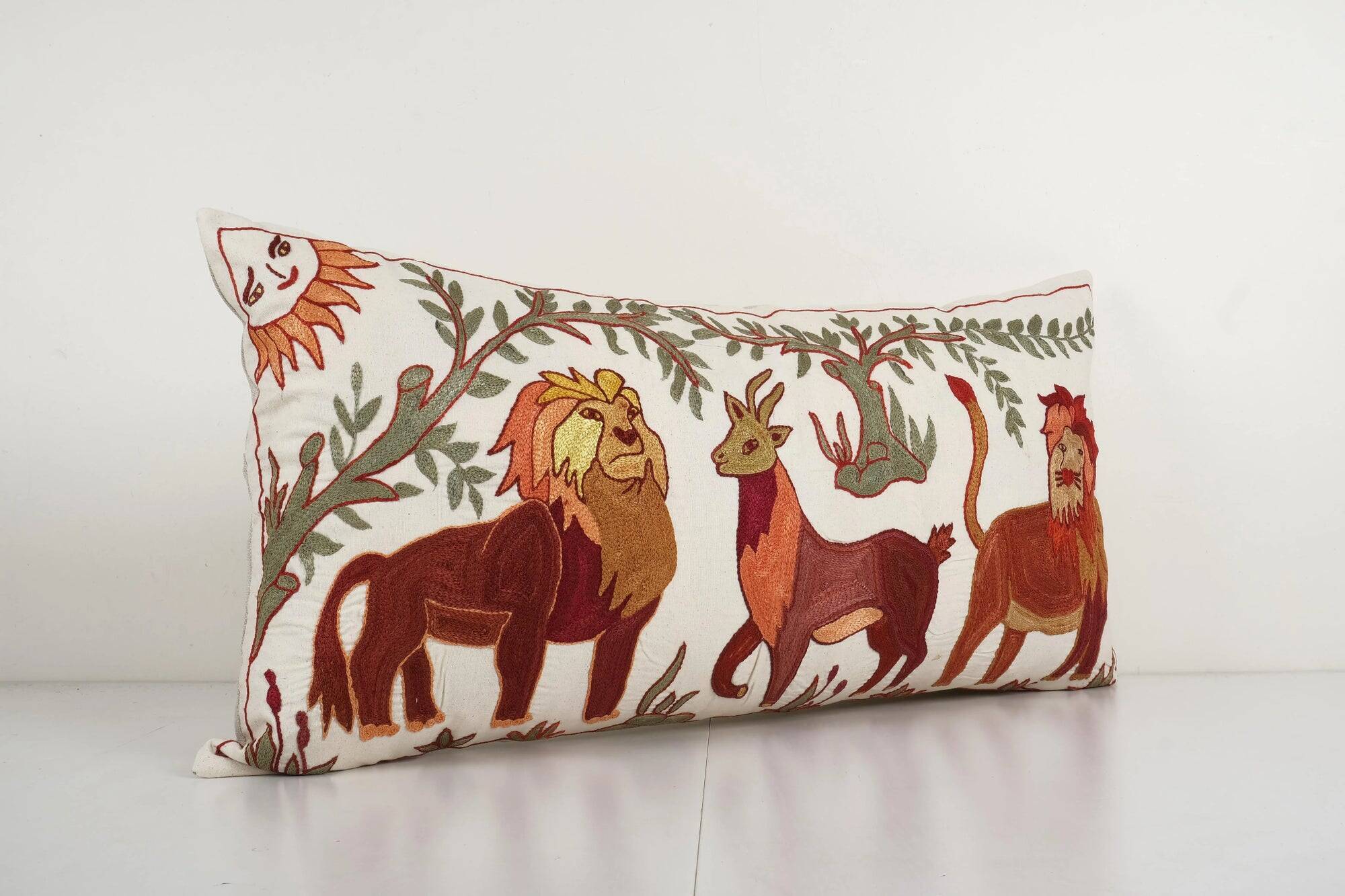 Vintage embroidered cushion cover 46x86 cm