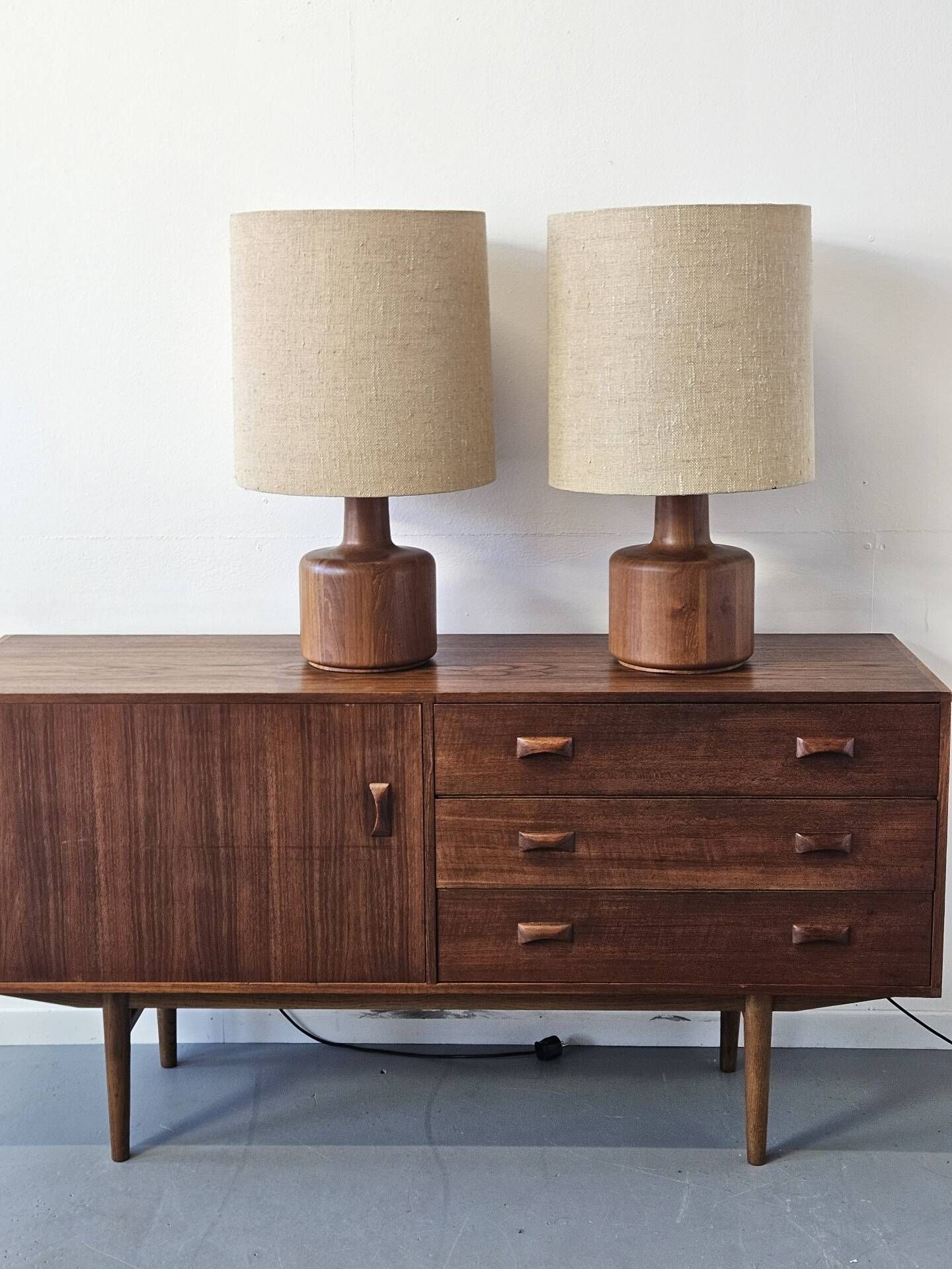 Pair of vintage teak lamps by Belform, Denmark 1960s