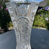 Large engraved and cut crystal vase