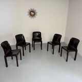 Set of 5 Selene plastic chairs designed by Vico Magistretti Artemide