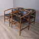 Ensemble de 4 chaises vintage en bois et cuir des années 1960 conçues par isa bergamo