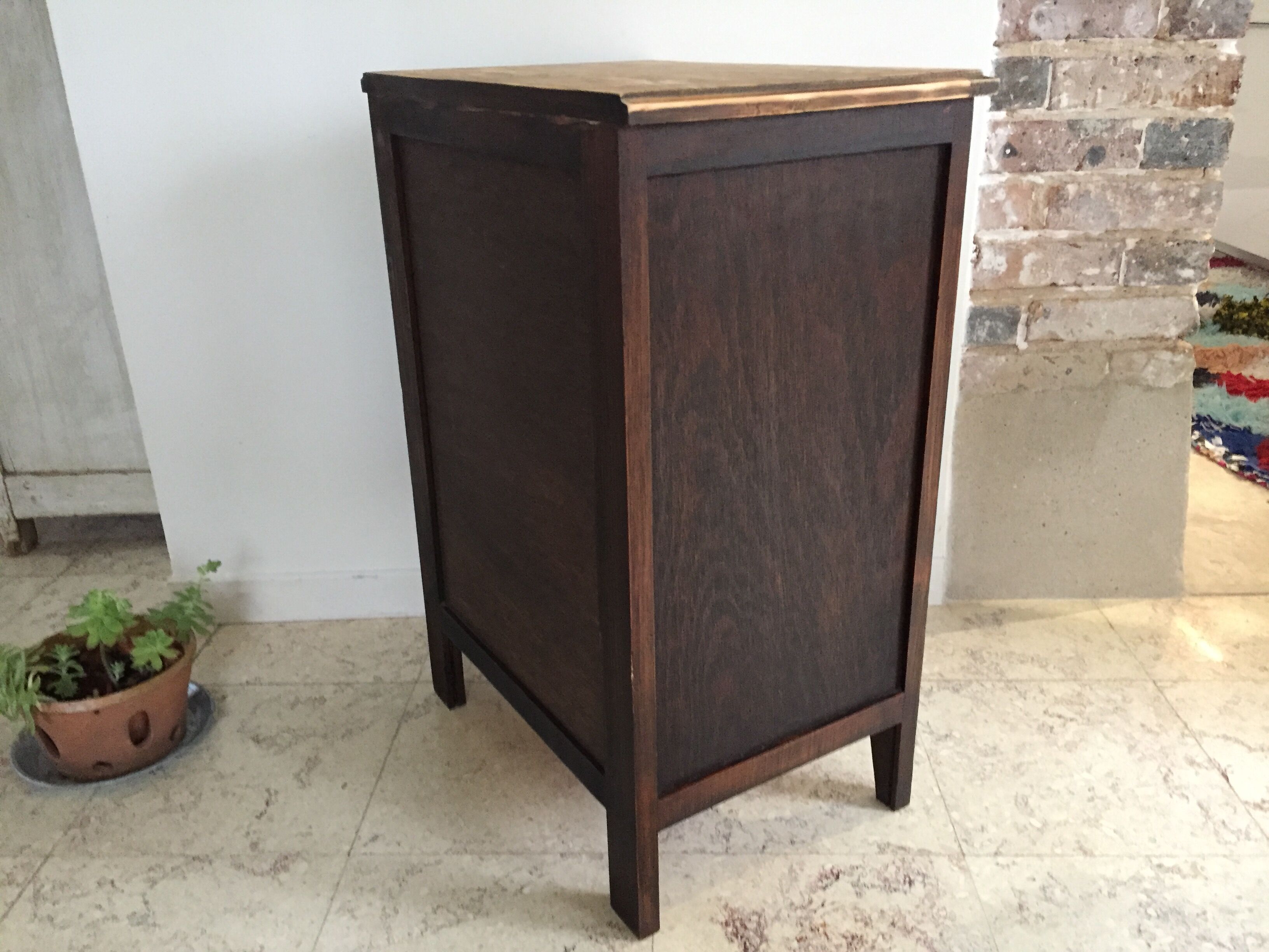 Vintage bedside tables legs compass