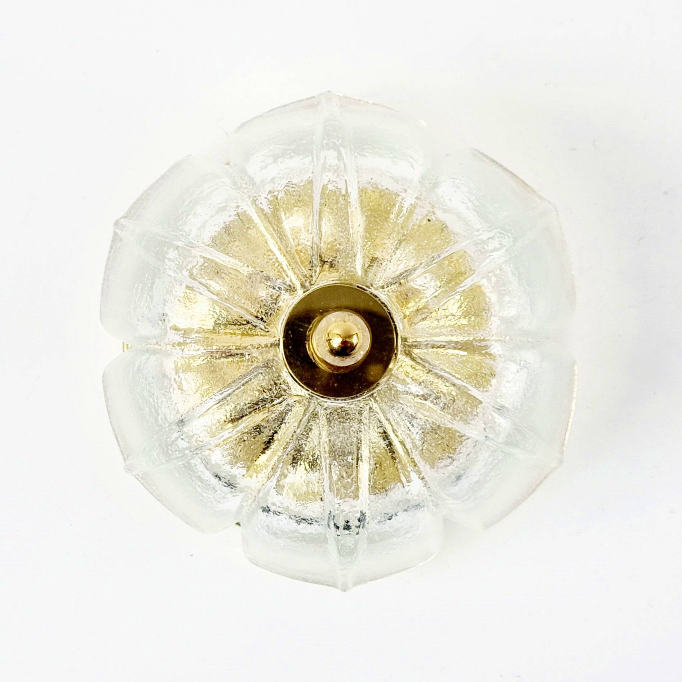 Mid-Century Modern Flower-Shaped Glass Flush Mount/Ceiling Light from Limburg, Germany, 1970s