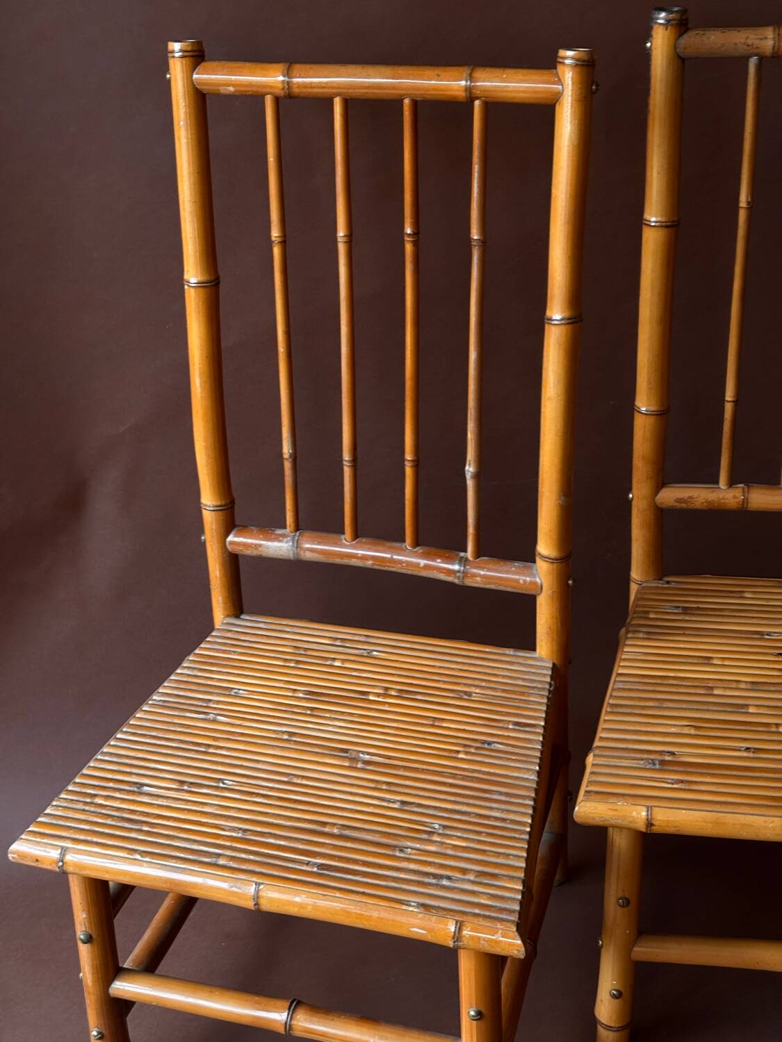 Vintage bamboo low chairs