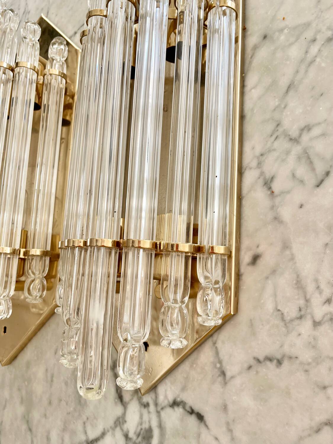 Venini wall lamps glass murano structure gold Italy 90s