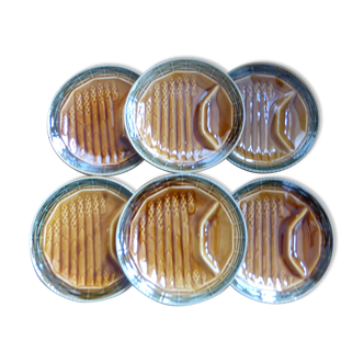 Set of 6 Sarreguemines asparagus plates
