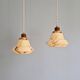 Pair of Art Deco marbled opaline pendant lights, Scailmont (Belgium)
