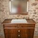 Meuble vasque Louis-Philippe en noyer & miroir LED assorti