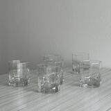 6 octagonal glass whiskey glasses
