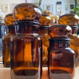 Set of 5 brown glass jars
