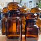 Set of 5 brown glass jars