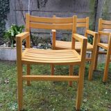 4 solid beech armchairs