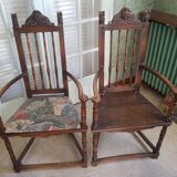2 fauteuils néogothiques de type caquetoire