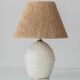 Pair of white ceramic table lamps with faux wicker texture, Spanish coastal design, 1970s