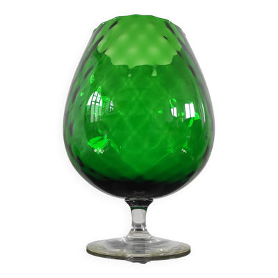 Vase Cognac XXL vintage verre soufflé d’Empoli Italie vert émeraude