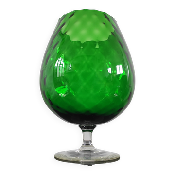 Vase Cognac XXL vintage verre soufflé d’Empoli Italie vert émeraude