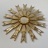 Mirror sun in gilded wood XXL facet mirror design year 60