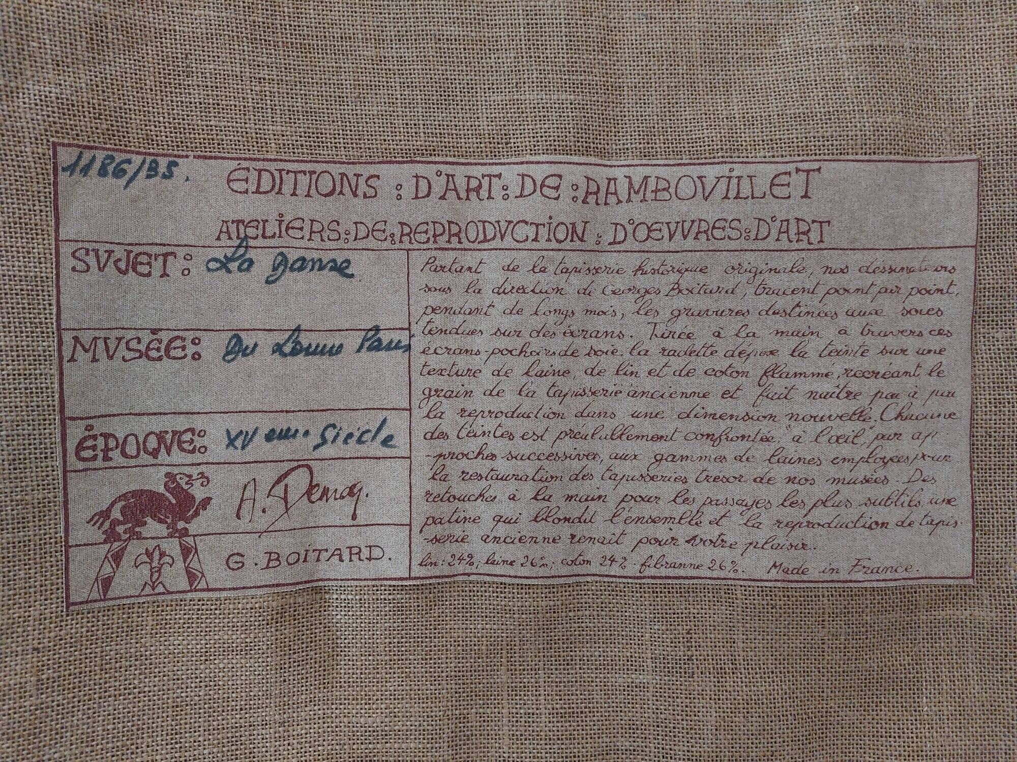 Wall tapestry Art Editions of Rambouillet — "The Dance"