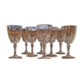 Set of eight stemmed wine glasses