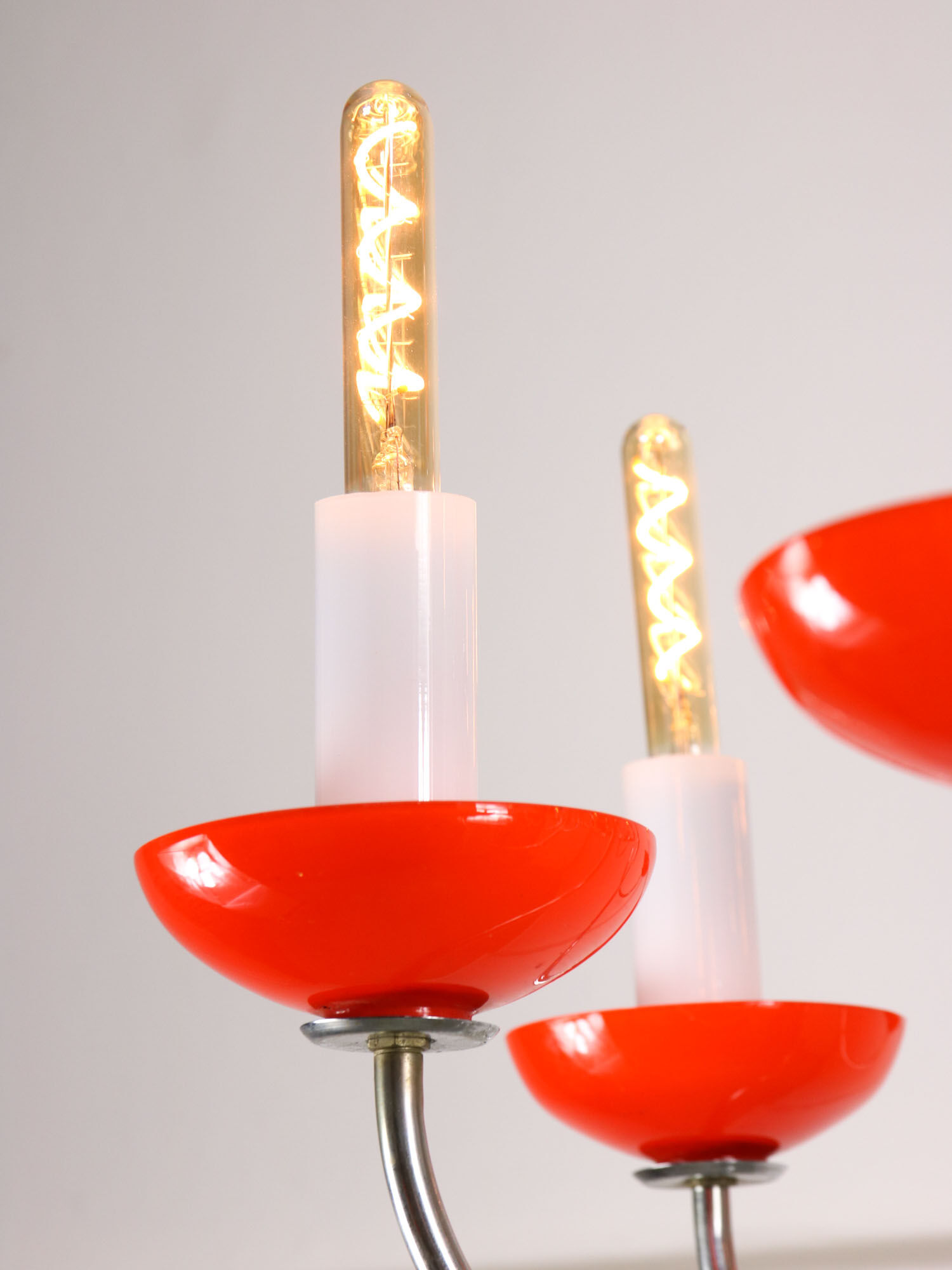 Lustre vintage orange Murano glass 8 bras