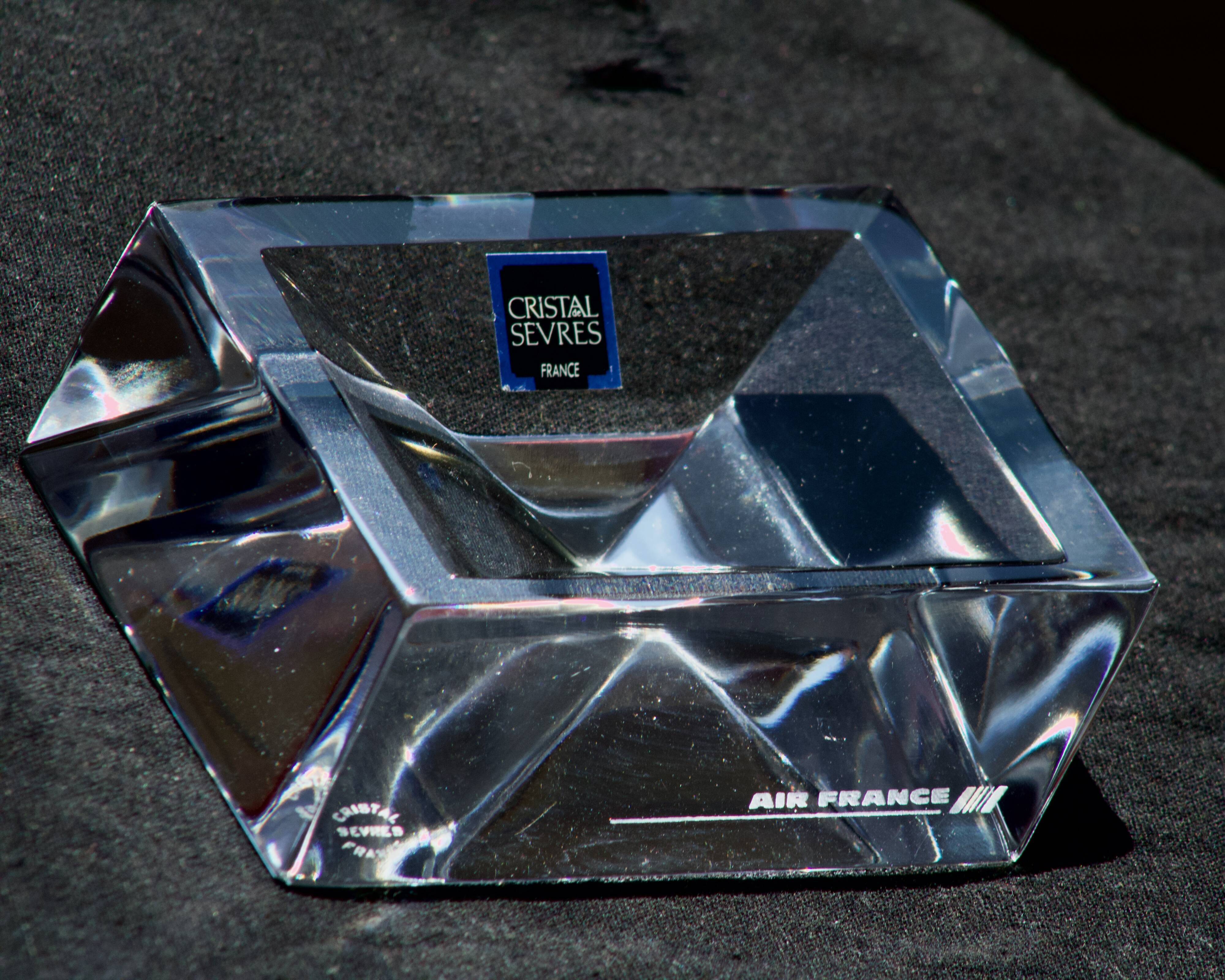 Ancient sevre crystal ashtray Air France 1970
