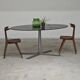 Table de repas en verre aluminium et acier chromé
