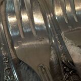 12 silver plated cake forks, Ercuis LXV 29, 14.4cm