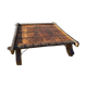 Coffee table elephant saddle in metal and copper wood