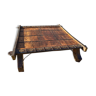 Table basse selle d'elephant en bois metal et cuivre