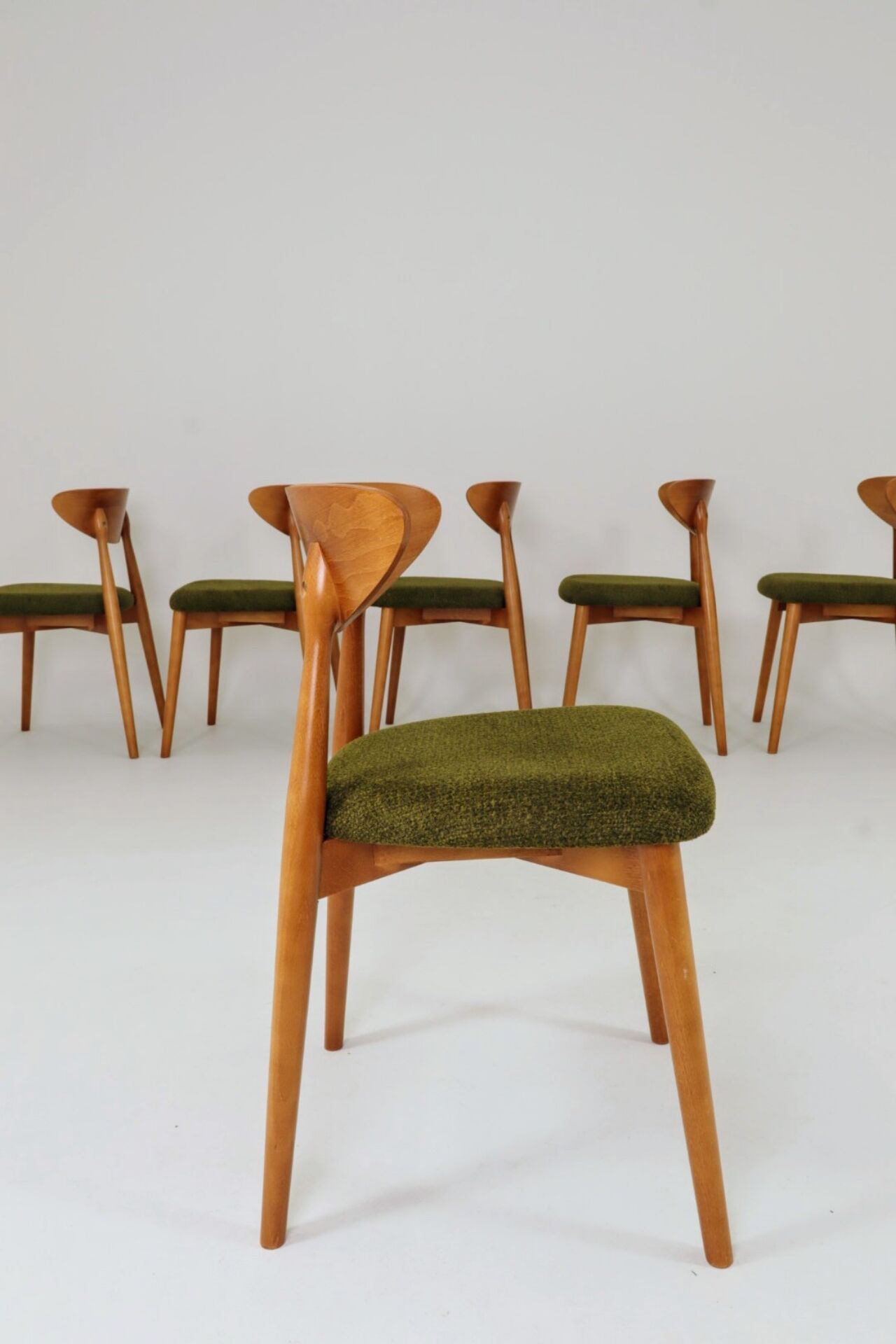 Wild green dining chairs light wood