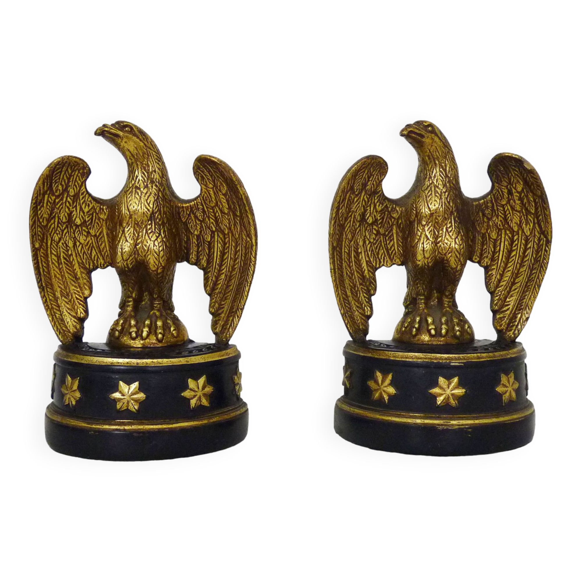 Pair of Hollywood Regency golden eagle bookends by Borghese. 60s