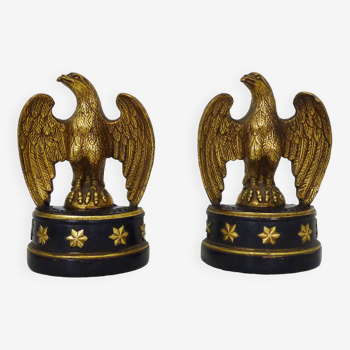 Pair of Hollywood Regency golden eagle bookends by Borghese. 60s