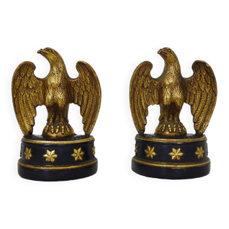 Pair of Hollywood Regency golden eagle bookends by Borghese. 60s