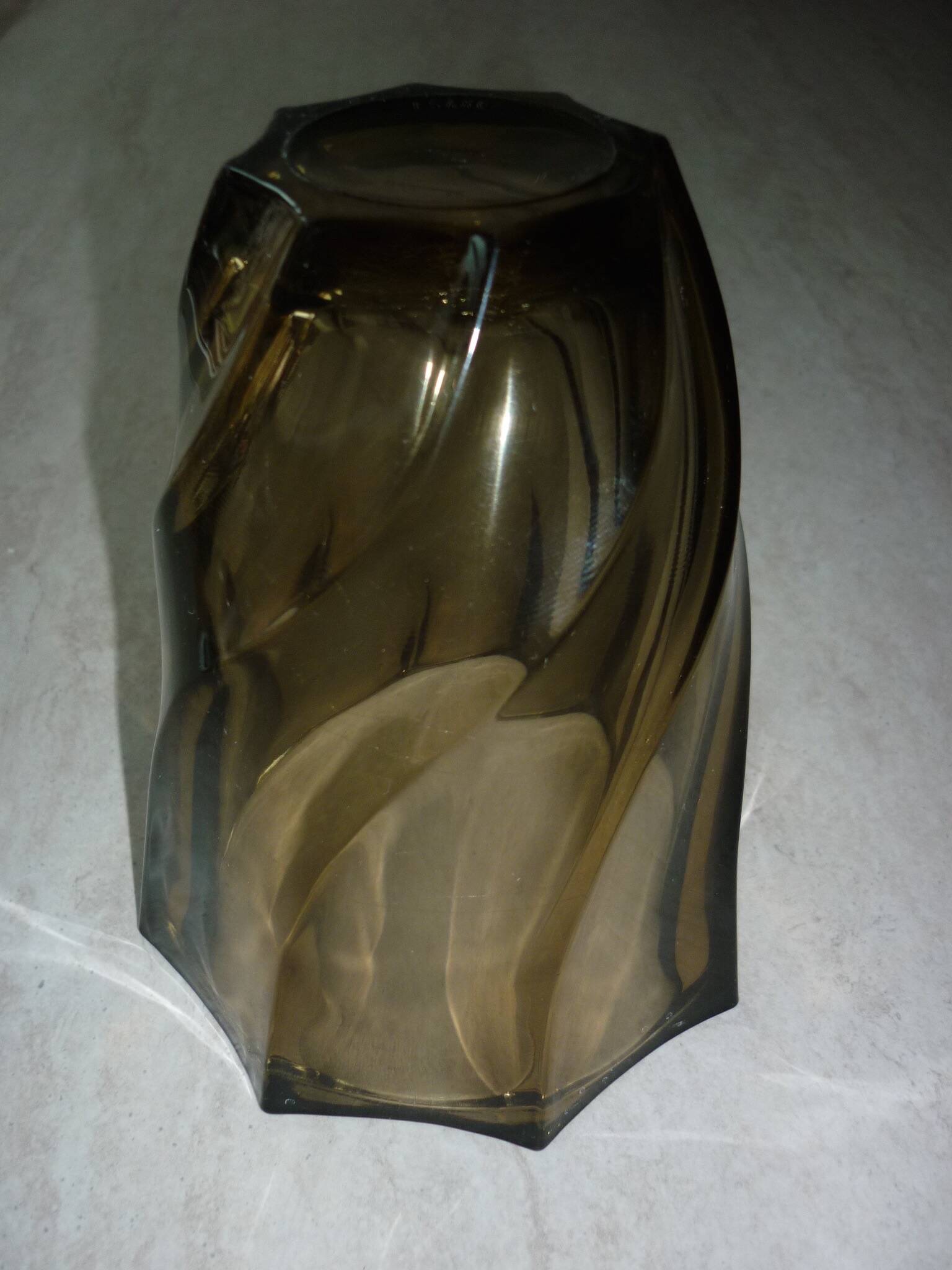 Vintage dark smoked glass vase