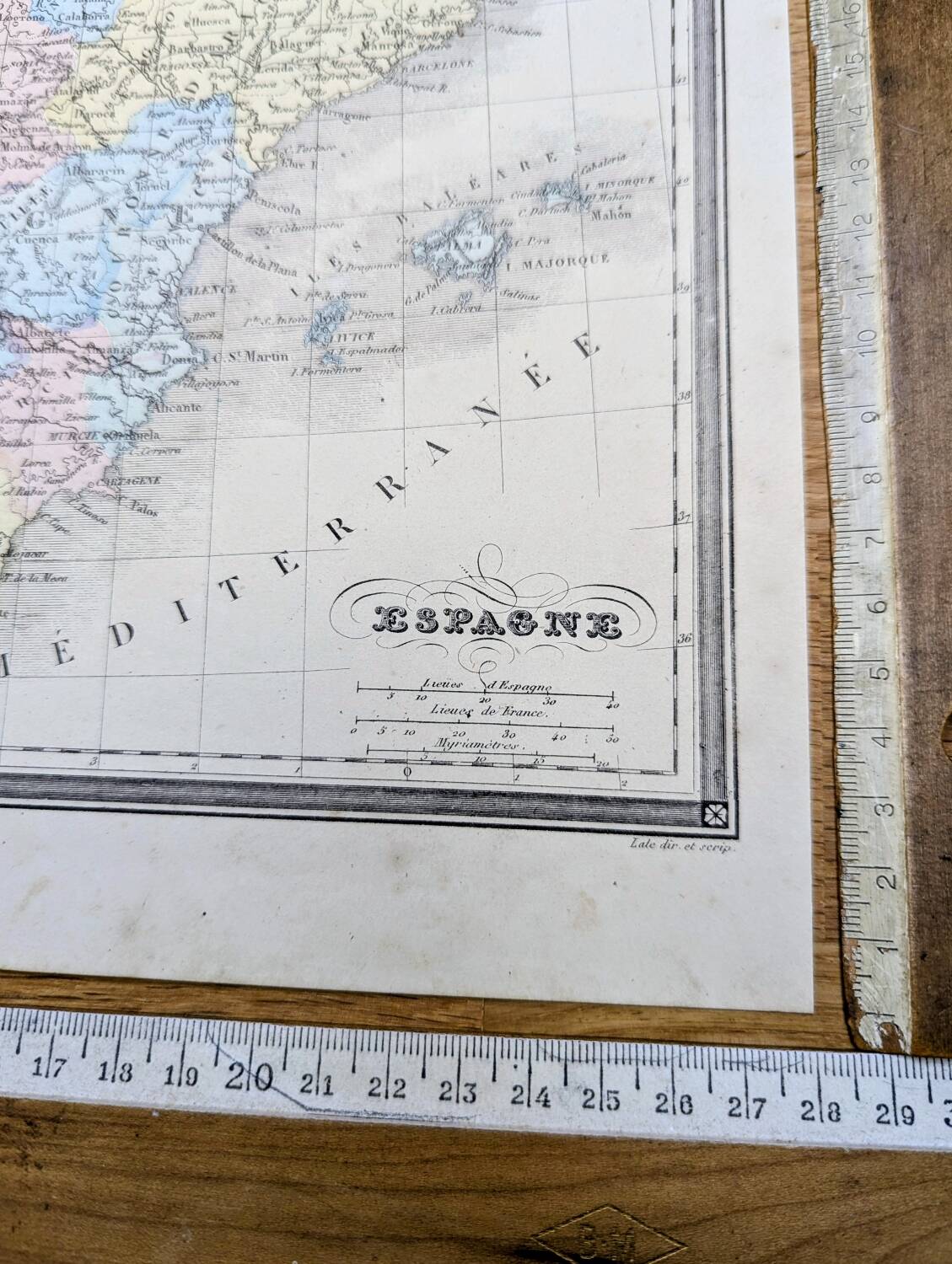 L'Espagne, carte ancienne, imprimée en 1852.