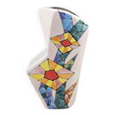 Ceramar vase, artistic ceramic, colourful mosaic pattern.