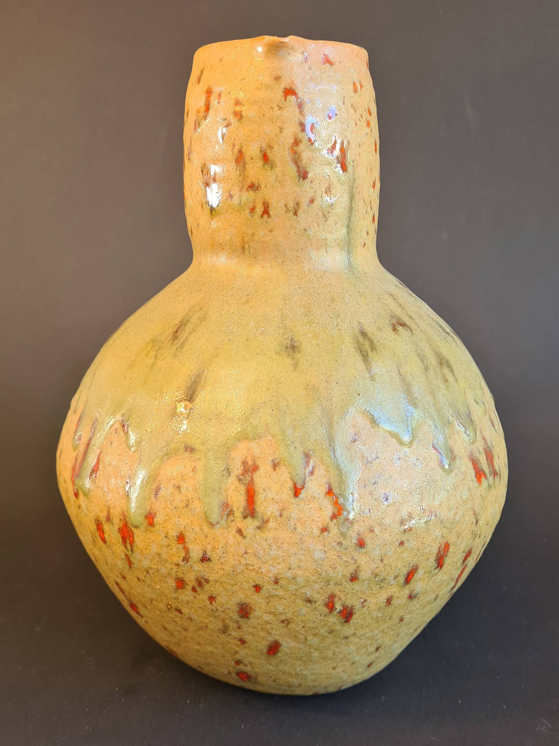 Large vintage terracotta pitcher signed “Orezza”