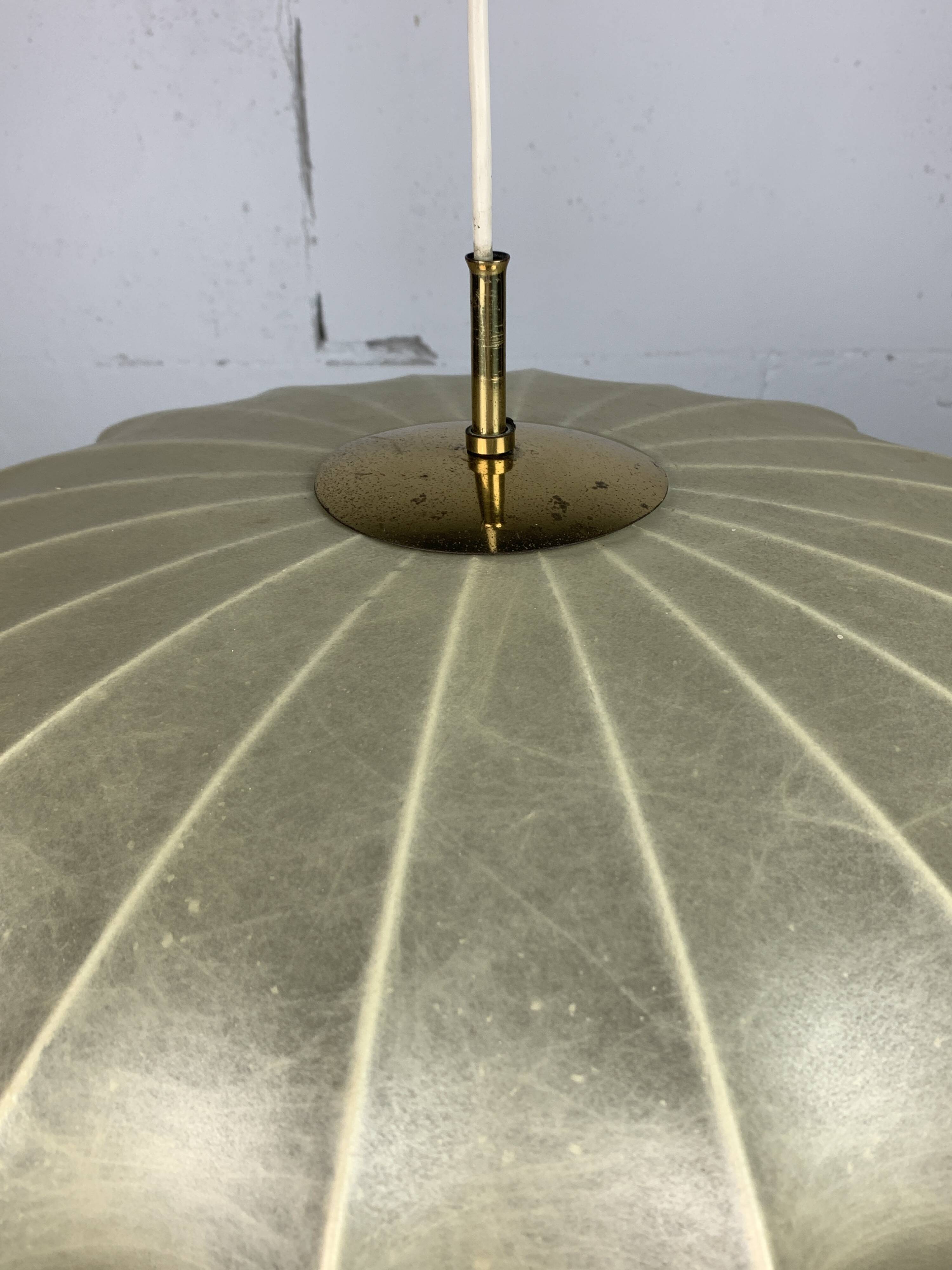 Midcentury ufo cocoon pendant lamp with brass, 1960s
