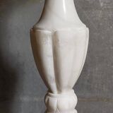 Alabaster table lamp, baluster foot, virgin wool lampshade