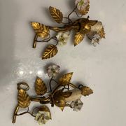 Gold Gilded Tole Sconces Set of 2