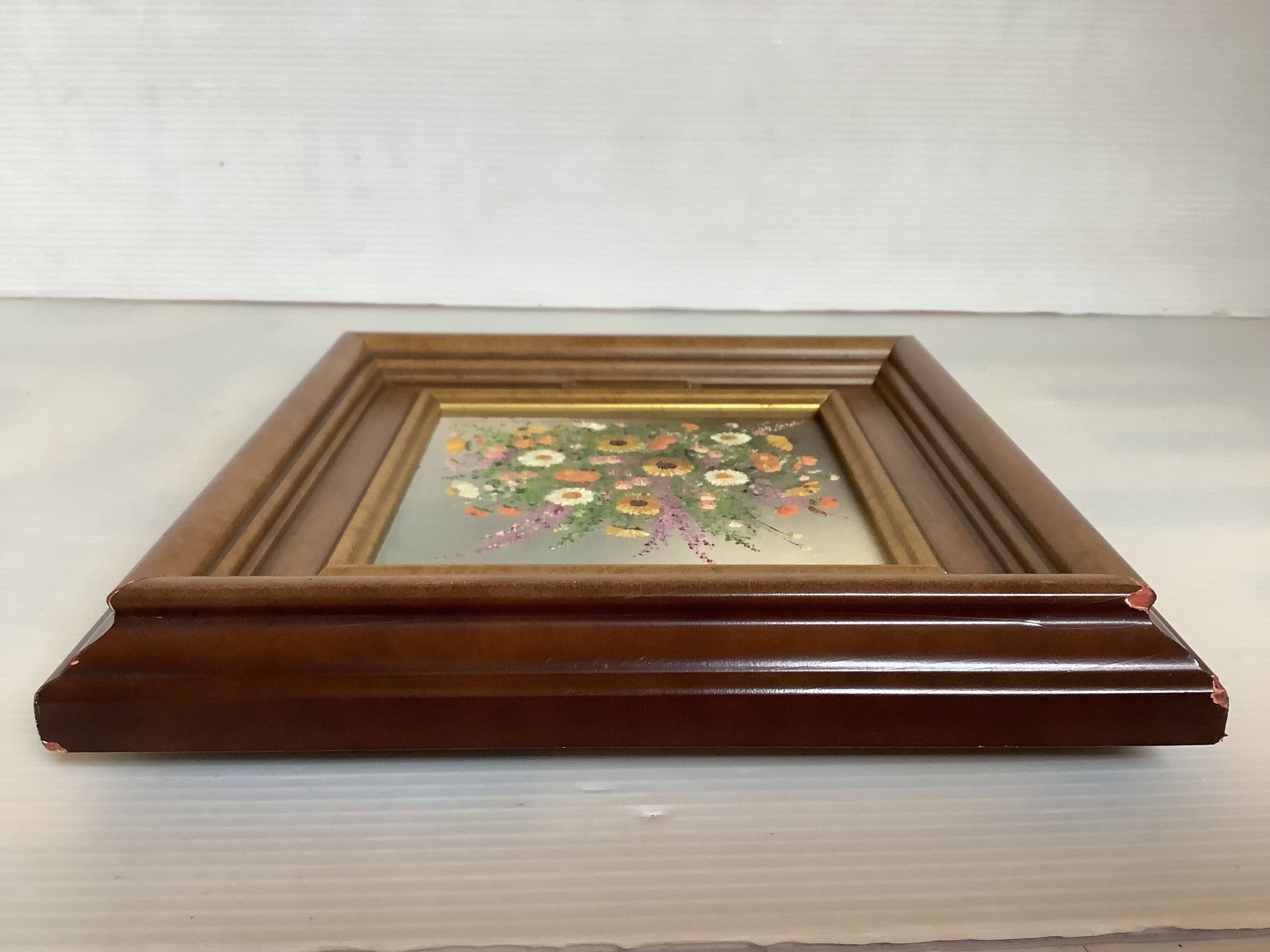 Peinture à l'huile sur isorel "Fleurs" de Magda Verschaeve