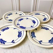set of 5 dessert plates in Terre de Fer Salins model Jenny early 20th century