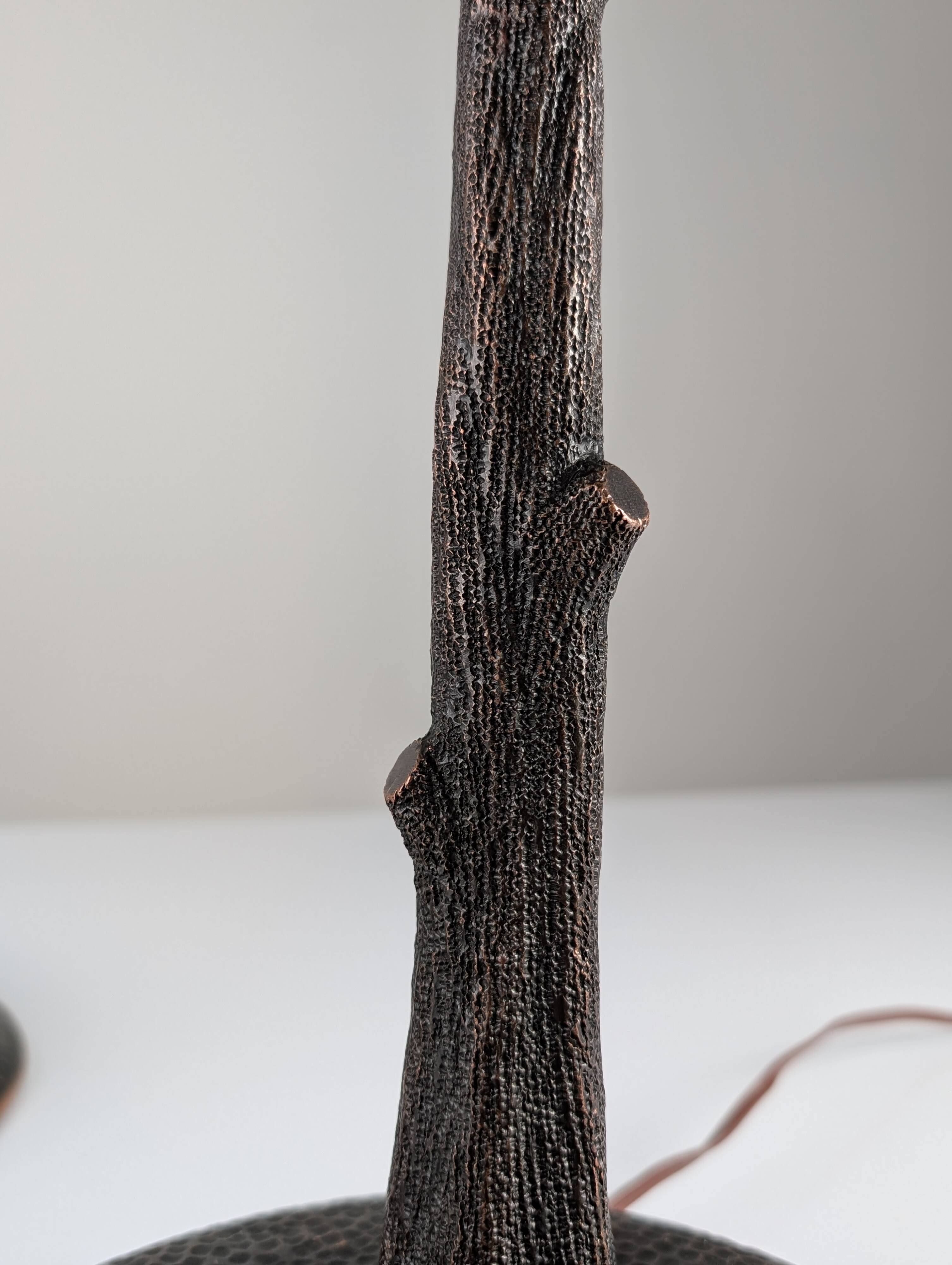 Hammered Copper Sculptural Lamp in the Shape of a Tree, Mid-Century Modern