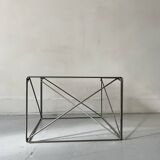 Table basse design en verre fumé et chrome par Max Sauze collection Isocèle, 1970