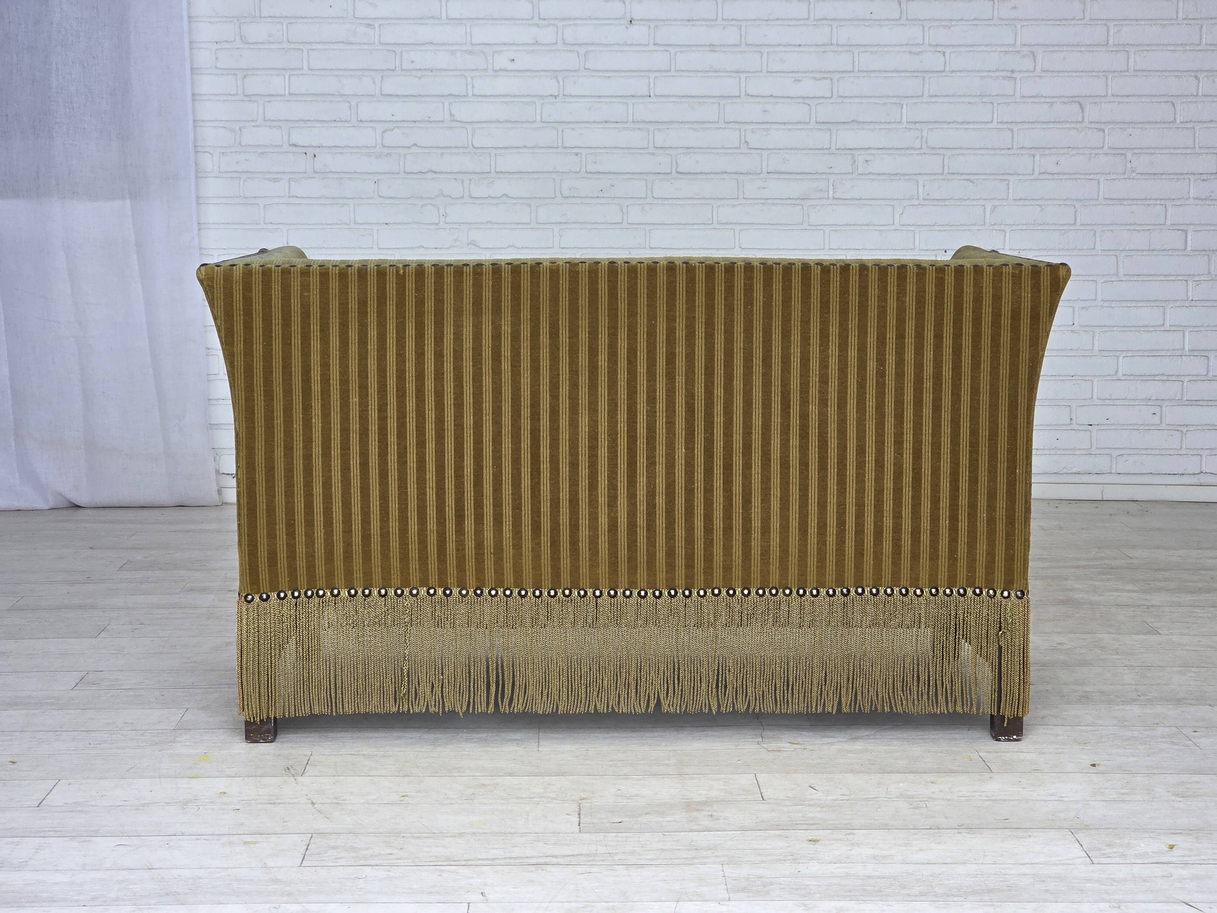 1970s, Danish 2-seater sofa, original green furniture velour.